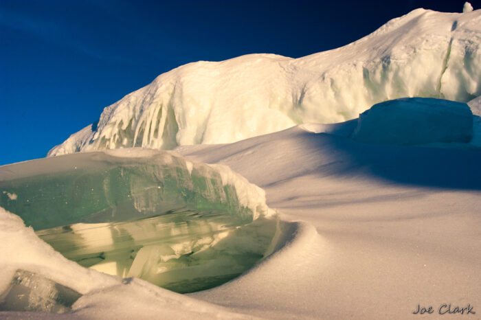 Under the ice.